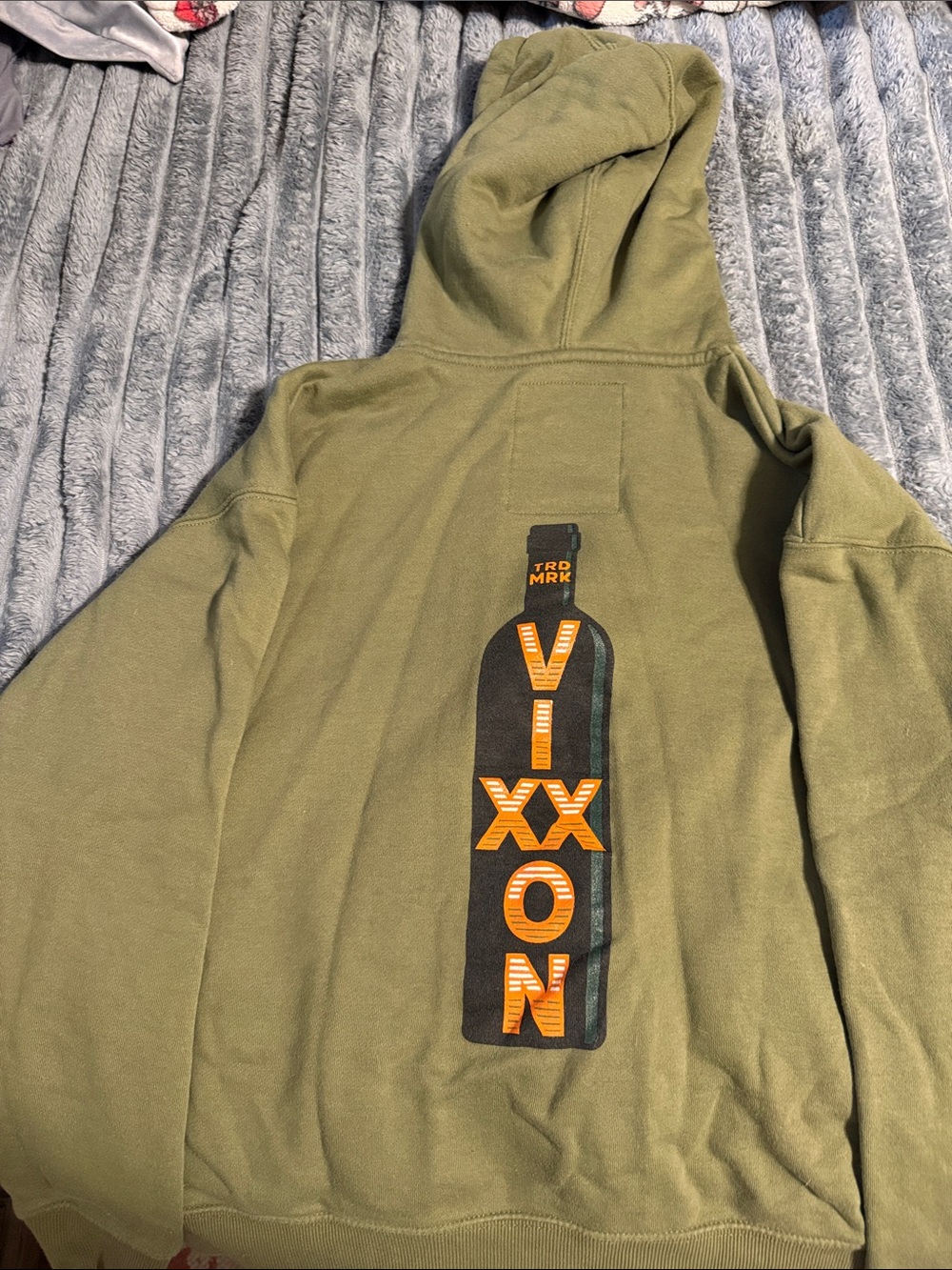 DIXXON Olive Green Hoodie with Black and Orange Back Graphic